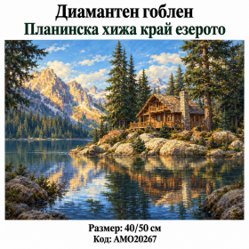 Диамантен гоблен с кристали "Палнинска хижа край езерото" 40х50см с подрамка и пълно облепване АМ20267. Украина Диамантен гоблен с кристали "Палнинска хижа край езерото" 40х50см с подрамка и пълно облепване АМ20267. Украина
