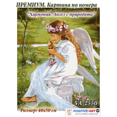 Outlet! Картина за рисуване по номера "Хармония. Ангел и природата" 40х50см с подрамка и подаръчна кутия. VA - 2550