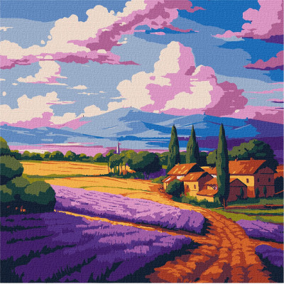 Картина по номера "Лавандулово поле" 30x30 KH 6345 на дървен подрамник 