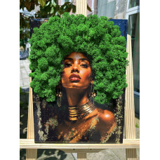 Luxury Moss Art – Картина от епоксидна смола с естествен скандинавски мъх „Golden Queen“