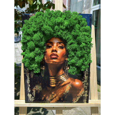 Luxury Moss Art – Картина от епоксидна смола с естествен скандинавски мъх „Golden Queen“