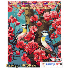Картина за рисуване по номера "Птици" 40х50см с подрамка. Идейка КН 6559 Картина за рисуване по номера "Птици" 40х50см с подрамка. Идейка КН 6559