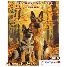 Картина за рисуване по номера "Кучета. Горски приятели" 40х50см с подрамка. Идейка КН6844