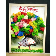 3D картина със скандинавски мъх „Happy Birthday Teacher“. Подарък за учител по английски език