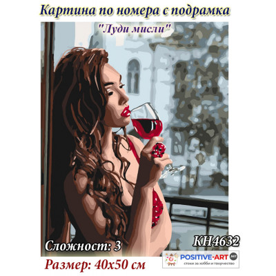 Картина за рисуване по номера "Луди мисли" 40х50см с подрамка и подаръчна кутия. Идейка КН4632